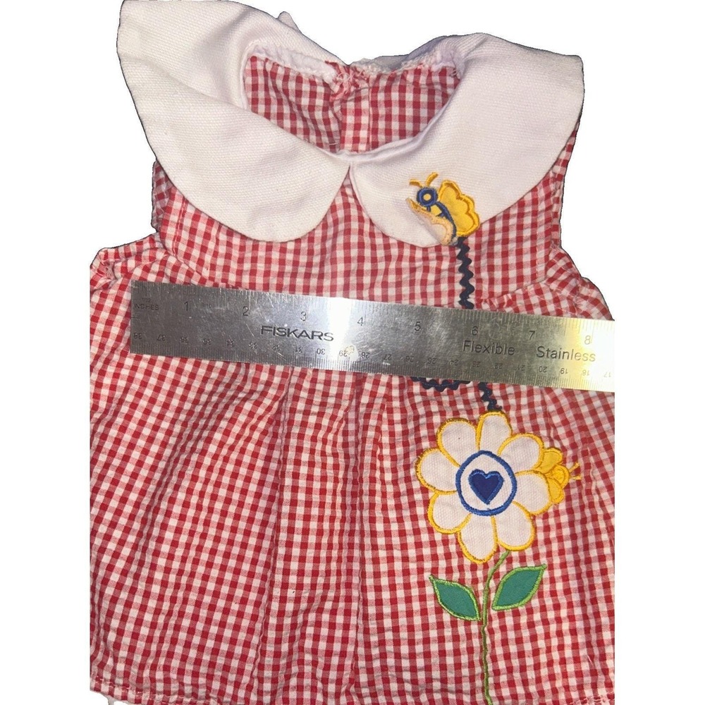 Vintage Baby Togs Red Gingham Embroidered 0-3 Months with Ruffles - Picture 6 of 6